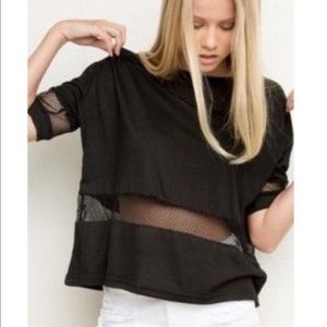 Brandy Melville black shirt with fish net detail